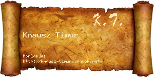 Knausz Timur névjegykártya